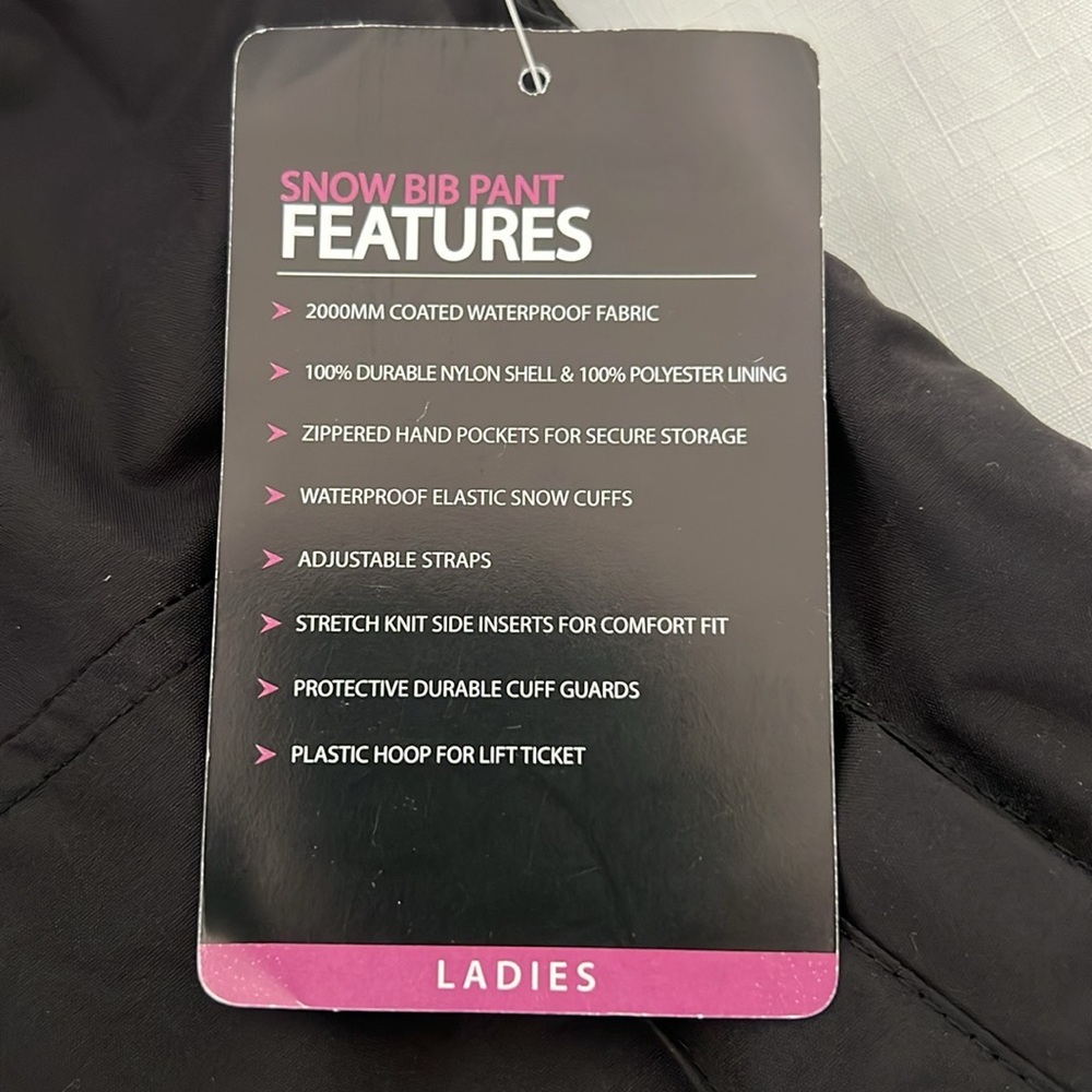 Sport Essentials / Snow Bibs / Black~New With Tag - Picture 8 of 10